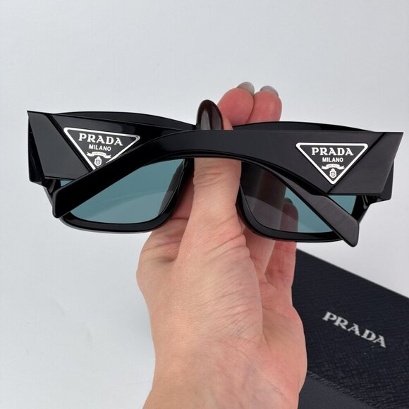 Prada PR10ZSF 16K40K BRAND NEW Sunglasses Black Petrol Green Square Unisex main image 5